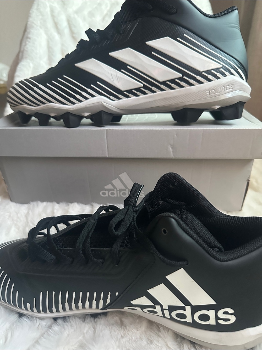 adidas Black and Football Cleats with Striped Detail
